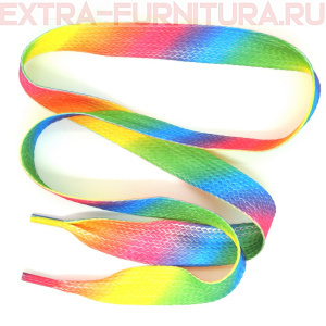 Шнурки плоские 110см, шир.25мм, цв.радужный