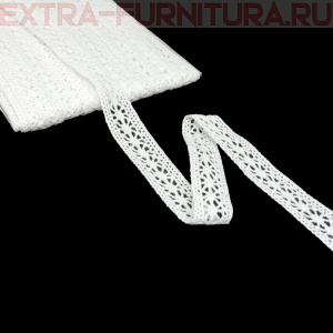 Тесьма вязаная арт.15.01.099 шир.15мм, цв.02 белый, уп.10м