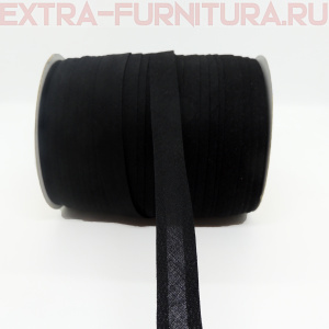 Косая бейка х/б  15мм 132м цв. 322 черный