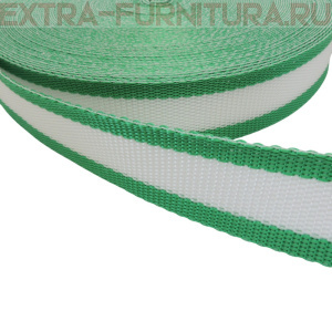 Стропа двухцветная, шир.30мм, цв. зеленый/белый, уп.25м, пл. 17 гр/м