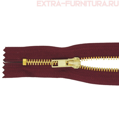 Молния джинсовая № 5, 18 см, латунь, цв.179 бордовый