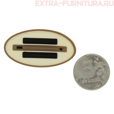 Нашивка силиконовая овал 5*2,5см молочный с коричневой и черными полосами