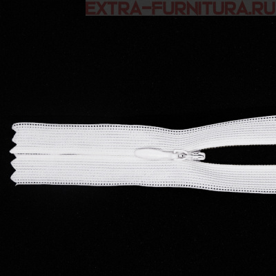 Молния потайная № 3, 80 см, цв. 101 белый п/э пл.9,3 гр/м