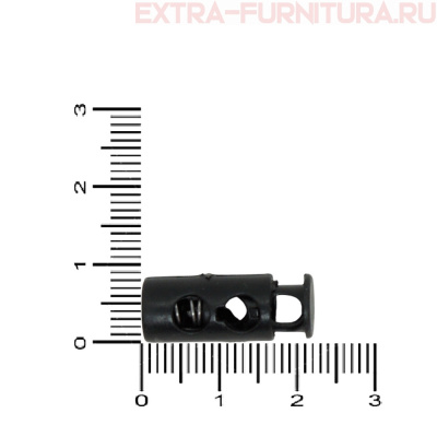 Фиксатор цилиндр двухдырочный для шнура 4мм, пластик, арт.,TBY.0080PP цв.черный уп.100шт.