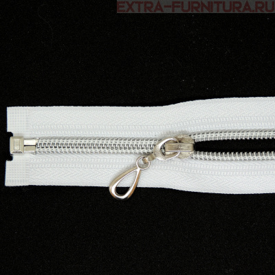 Молния спираль декор Т5 50см цв.белый/серебро MaxZipper